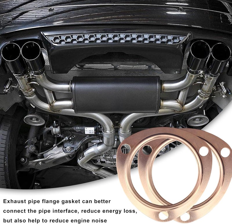 ZNDAW 2PCS 3.5" Exhaust Gaskets, Copper Header Collector Flange Gaskets Reusable Manifold Parts, Ultra Seal Triangle Exhaust Header Gasket for SBC BBC 302 350 454, Car Accessories - Image 5